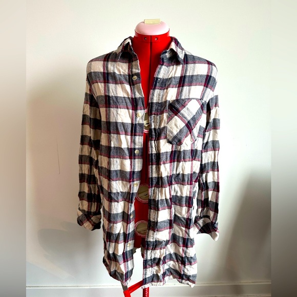 Aritzia TNA Plaid Tunic Button Up Shirt - XS - Picture 2 of 6